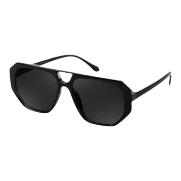 Women's Black Geometric Shield Sunglasses - Picture 2 of 3